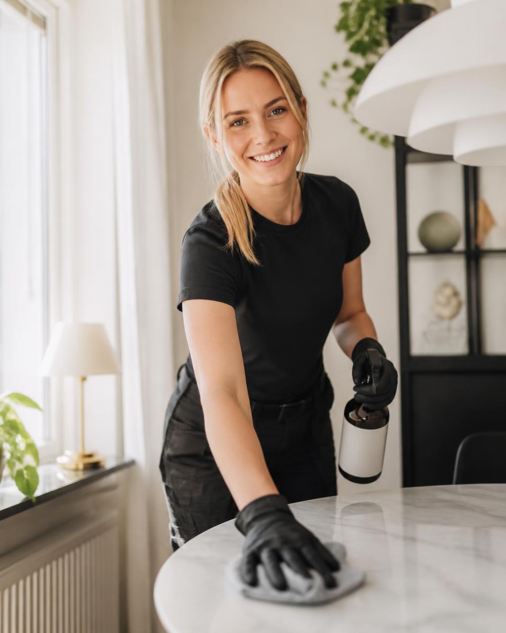 Servicearbetare som utför hemstädning